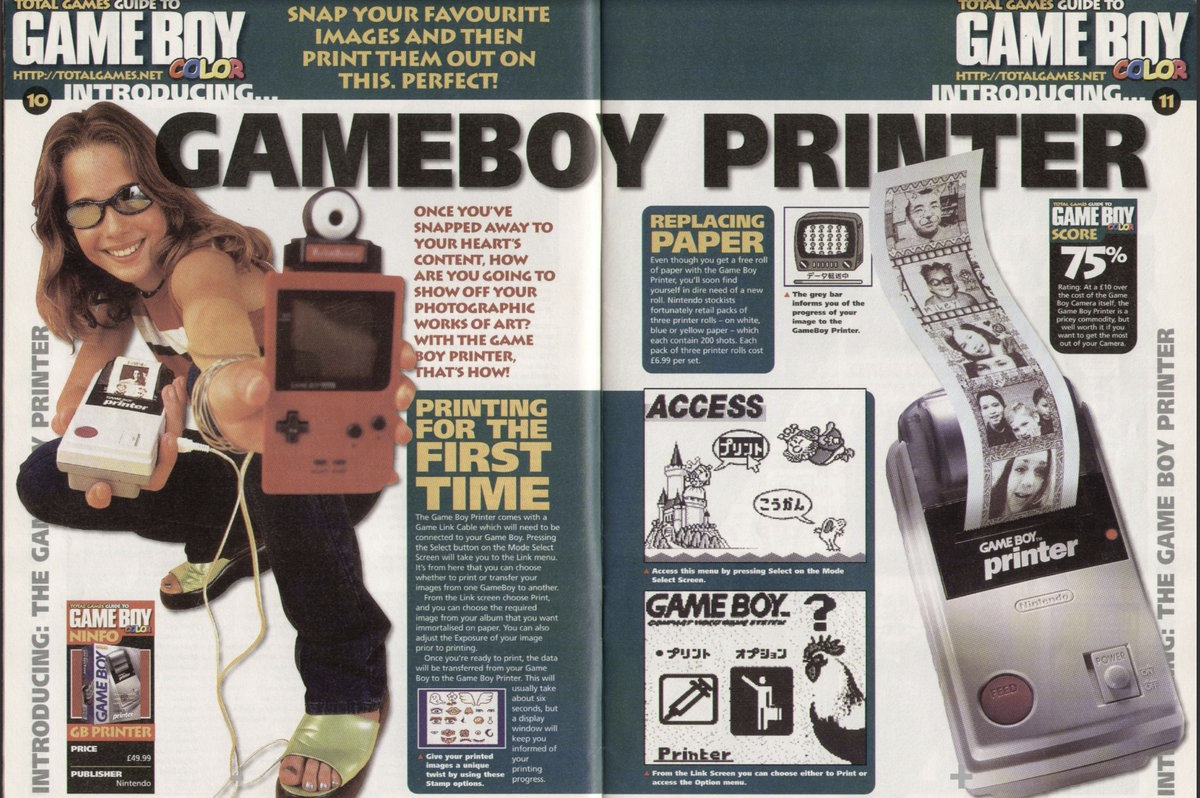 a magazine advertisement for the game boy printer